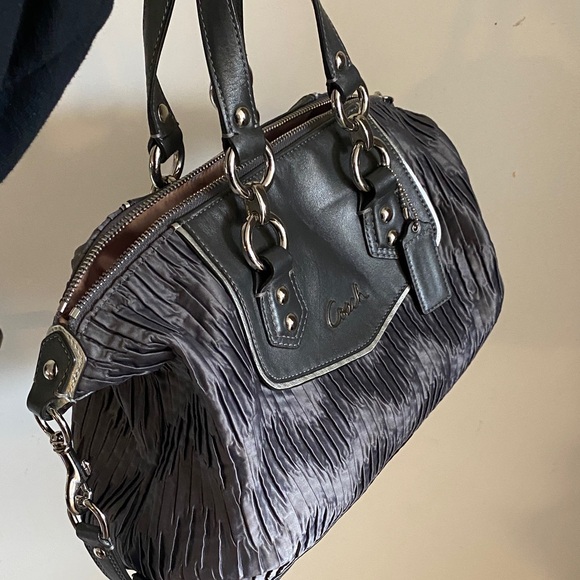 Coach Gray and silver Textured Shoulder Bag